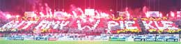 Cardboard choreography combined with flares! - photo: MaxyM Legia LIVE!